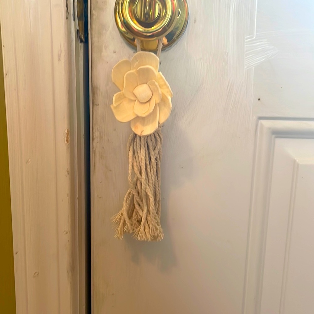 Three hangers for doors or knobs, these are homemade!